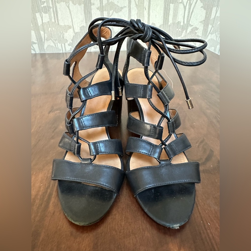 Coach lace-up block heels